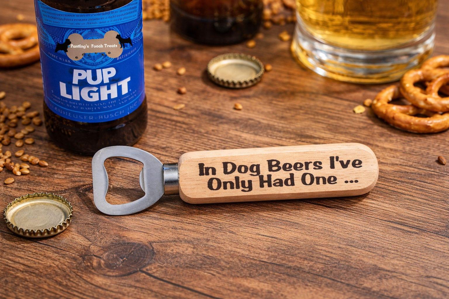 “Dog Beers” Wooden Bottle Opener – Humorous & Sturdy